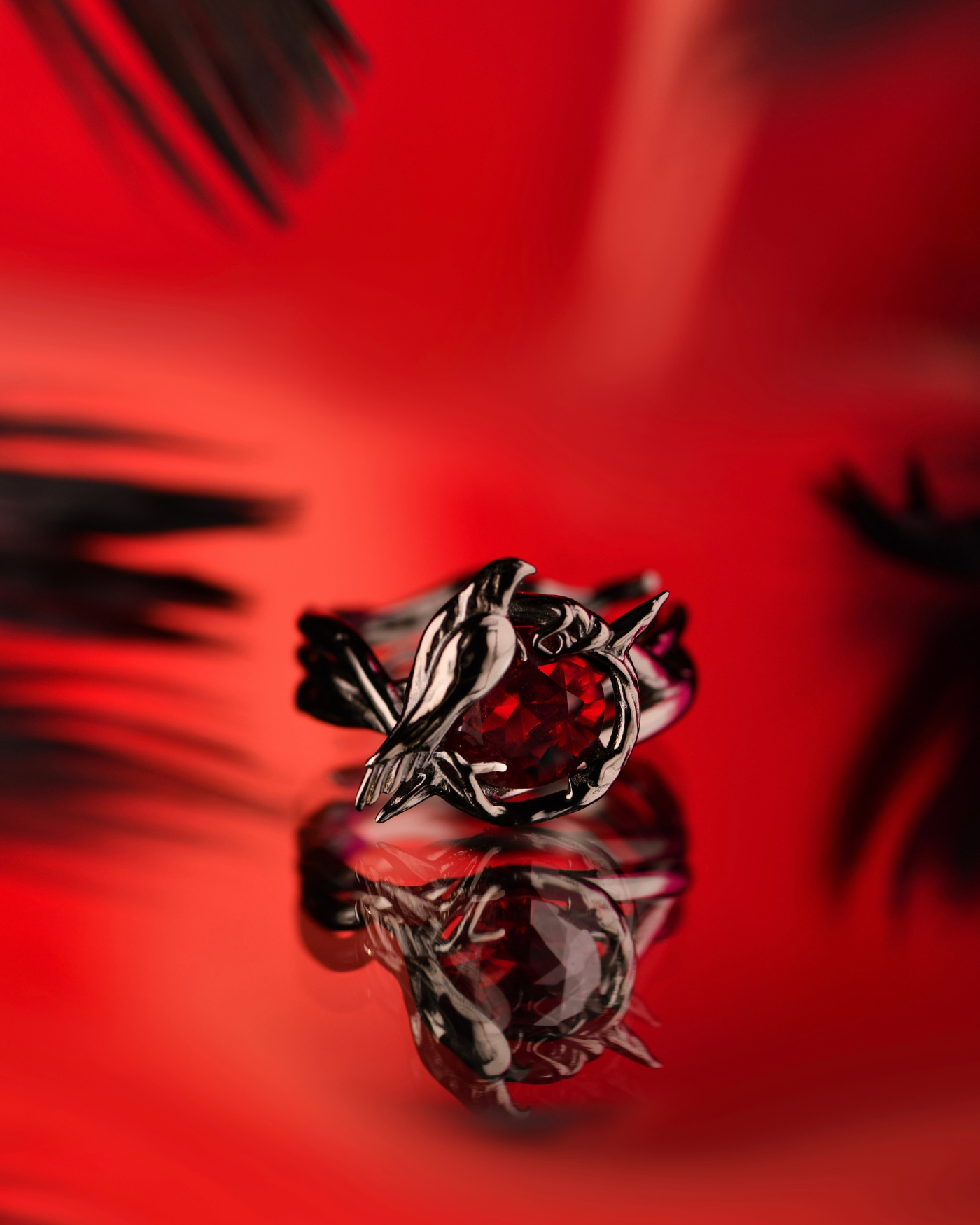Sylus - Crow Vine Ruby Ring