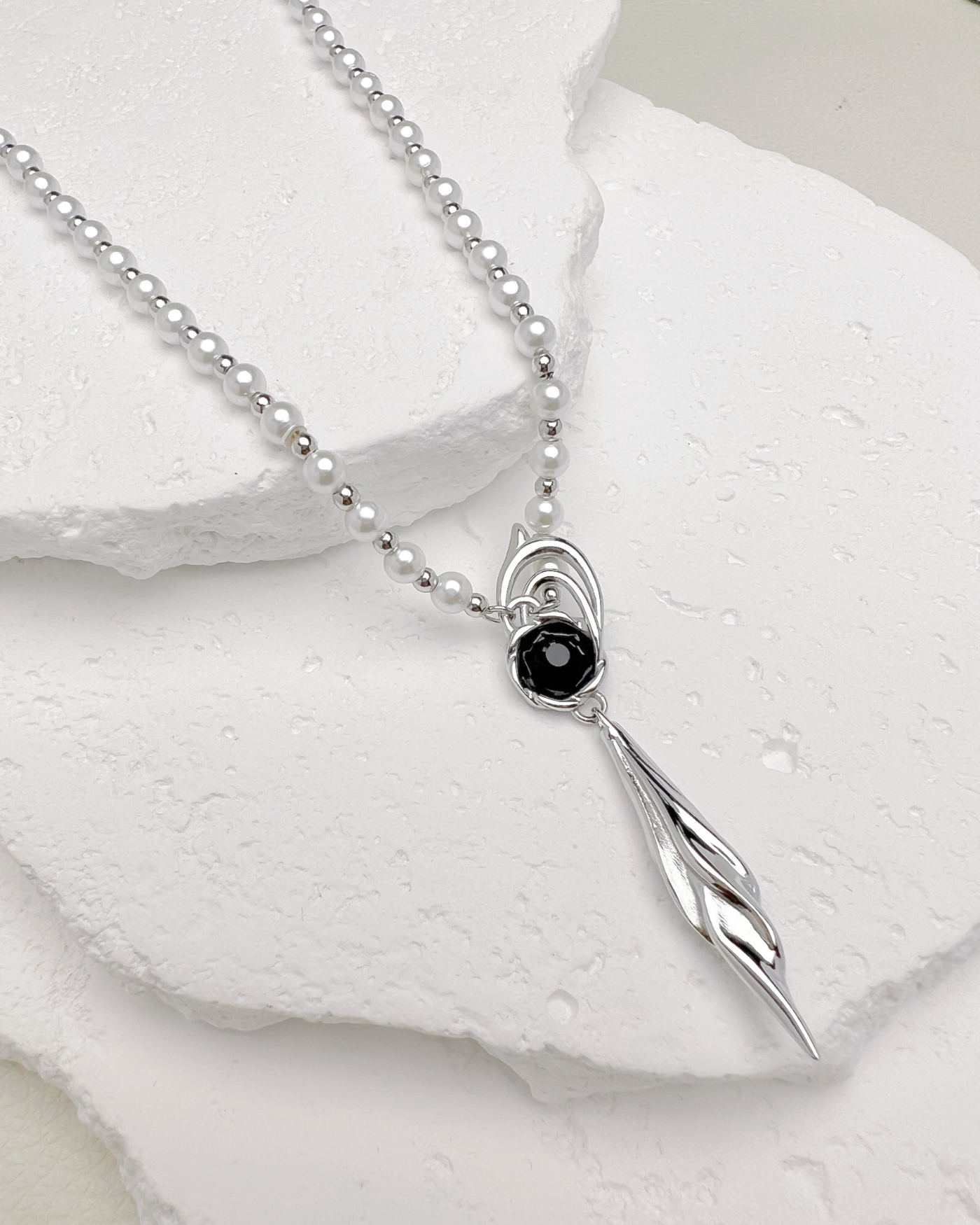 Caleb - Floating Floraletter Necklace | Stainless Steel Edition
