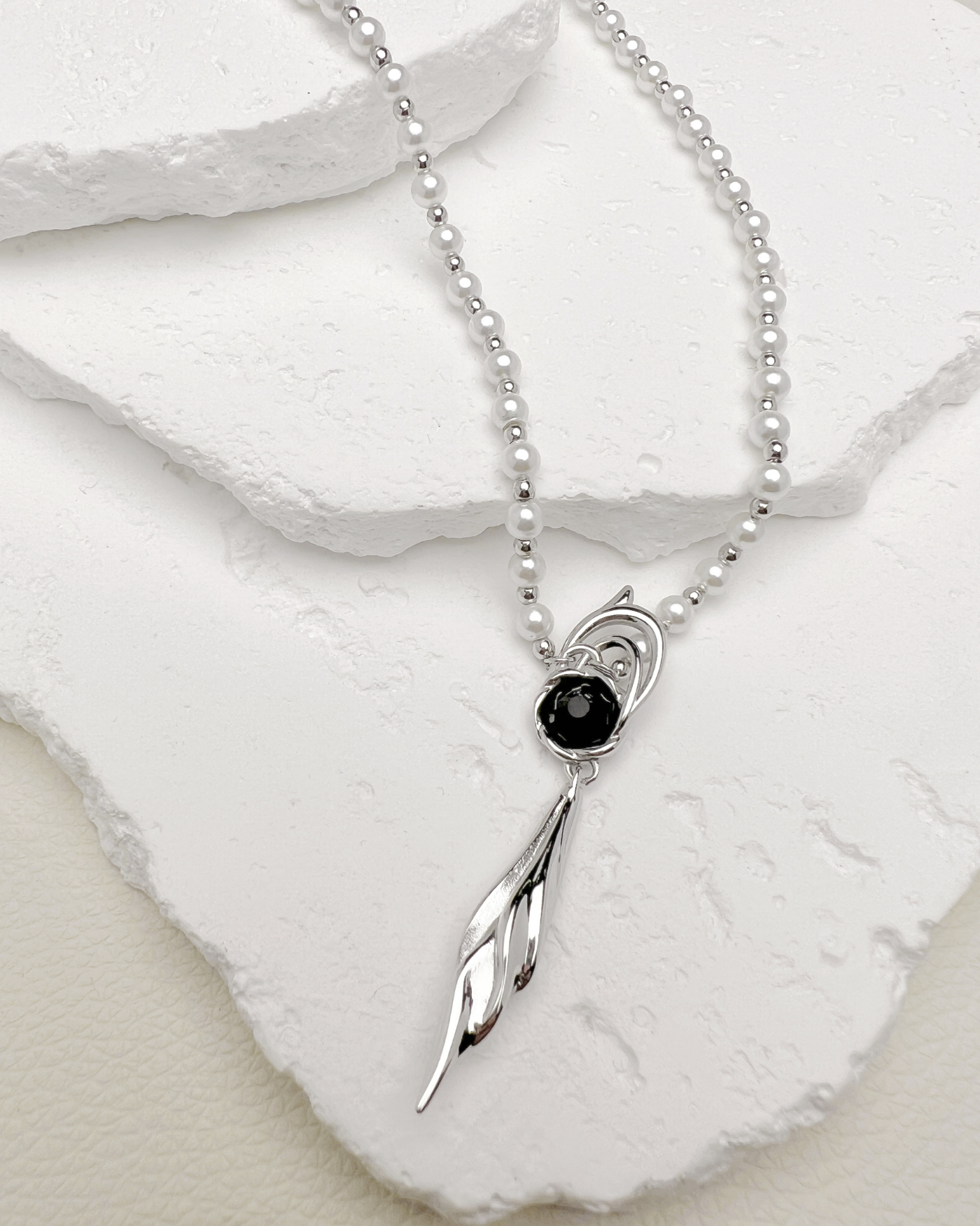 Caleb - Floating Floraletter Necklace | Stainless Steel Edition