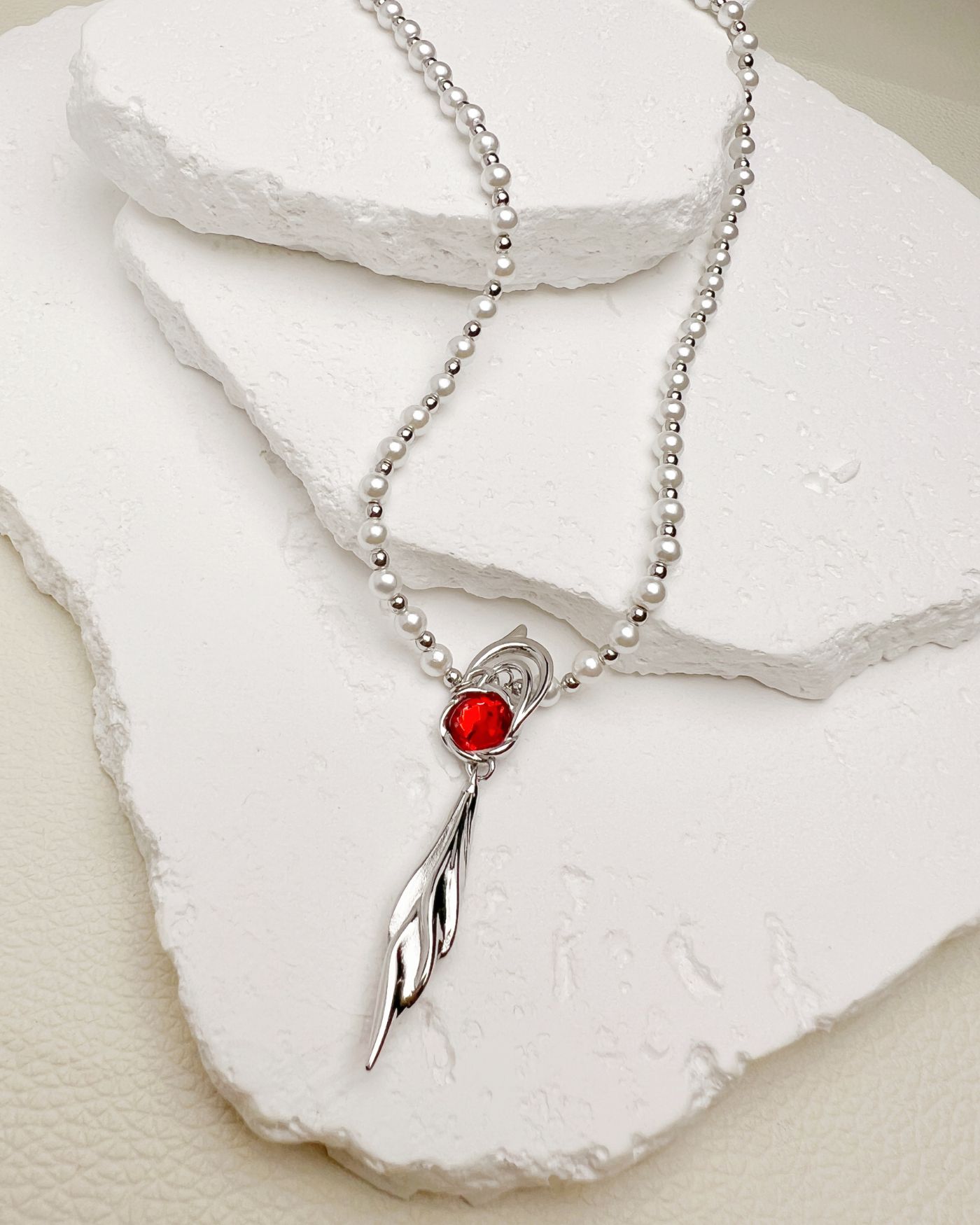 Caleb - Floating Floraletter Necklace | Stainless Steel Edition