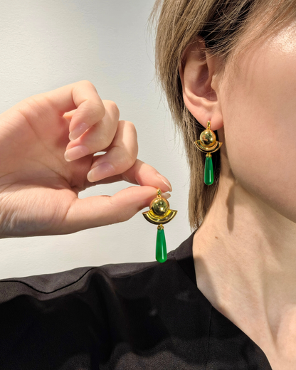 Maomao - Green Teardrop Earrings