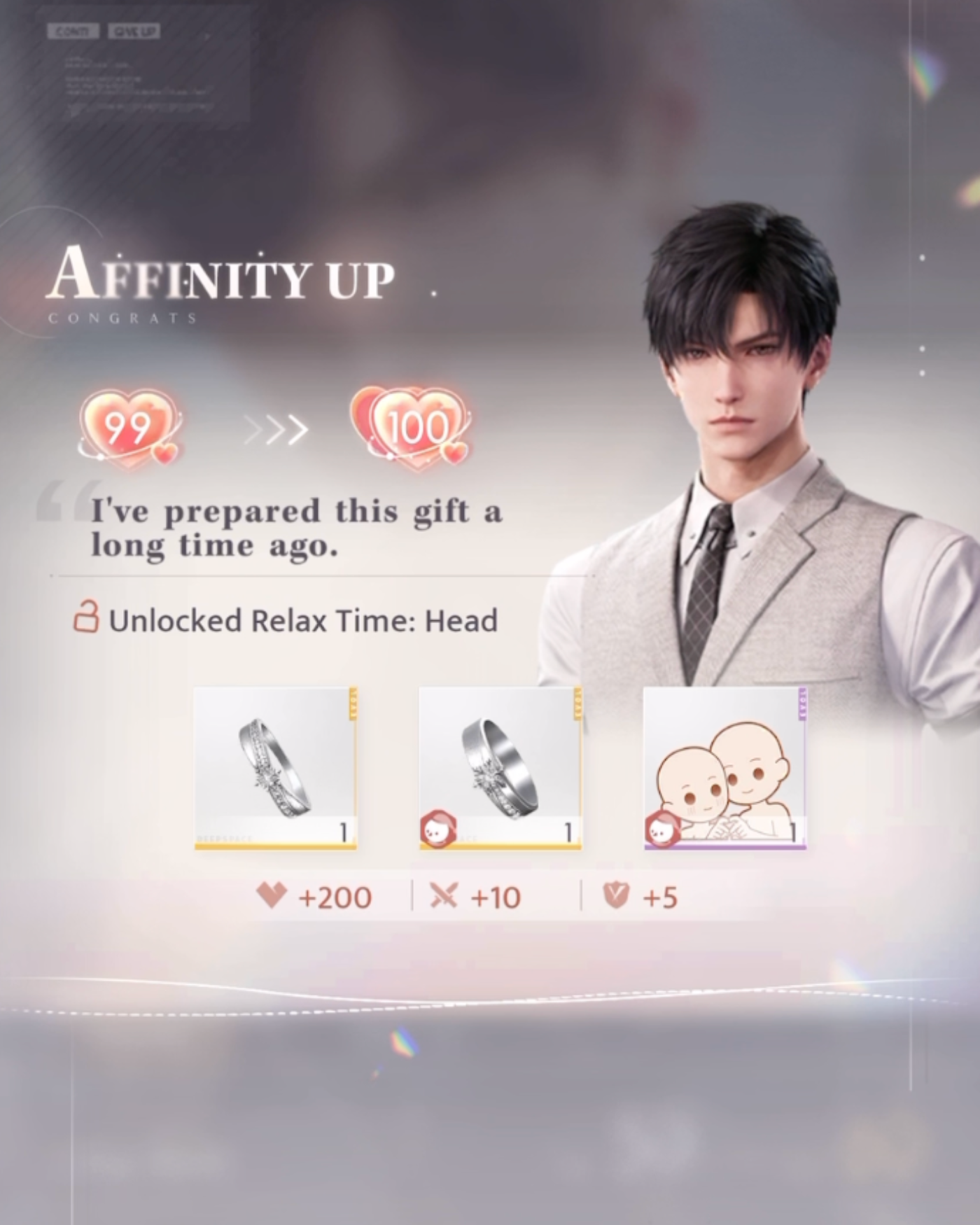 Zayne's Affinity Level 100 Rings from Love and Deepspace