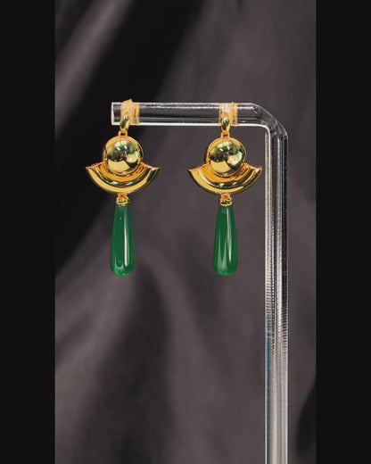 Maomao - Green Teardrop Earrings